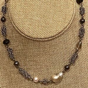Vintage Michael Dawkins Sterling Pearl Topaz Necklace